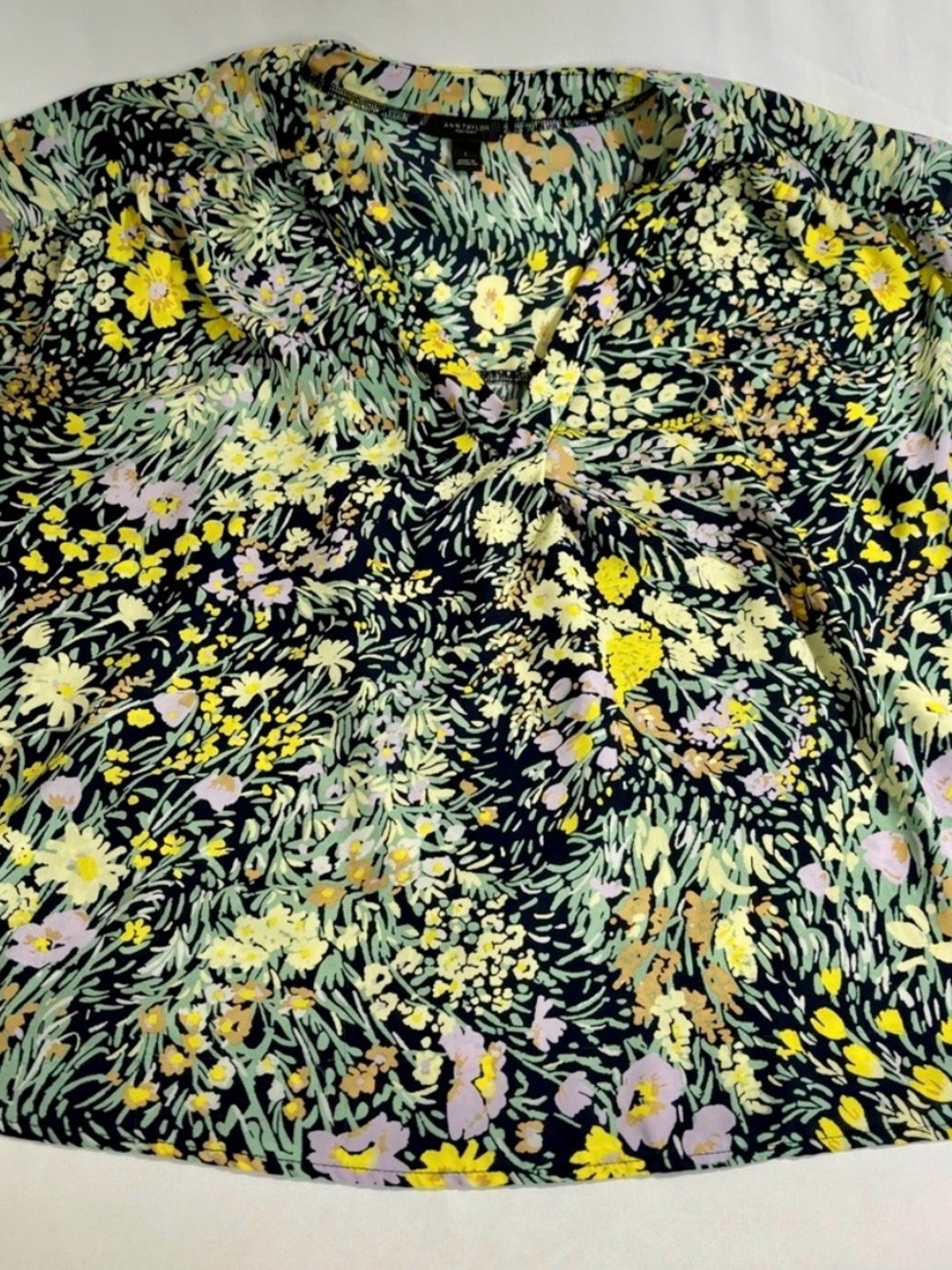 Ann Taylor Floral Cap Sleeve Blouse